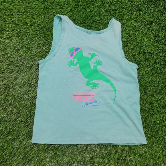 Vintage 90s Hang Loose Gecko Hawaii Tank Top Womens Small Cropped - Picture 1 of 11